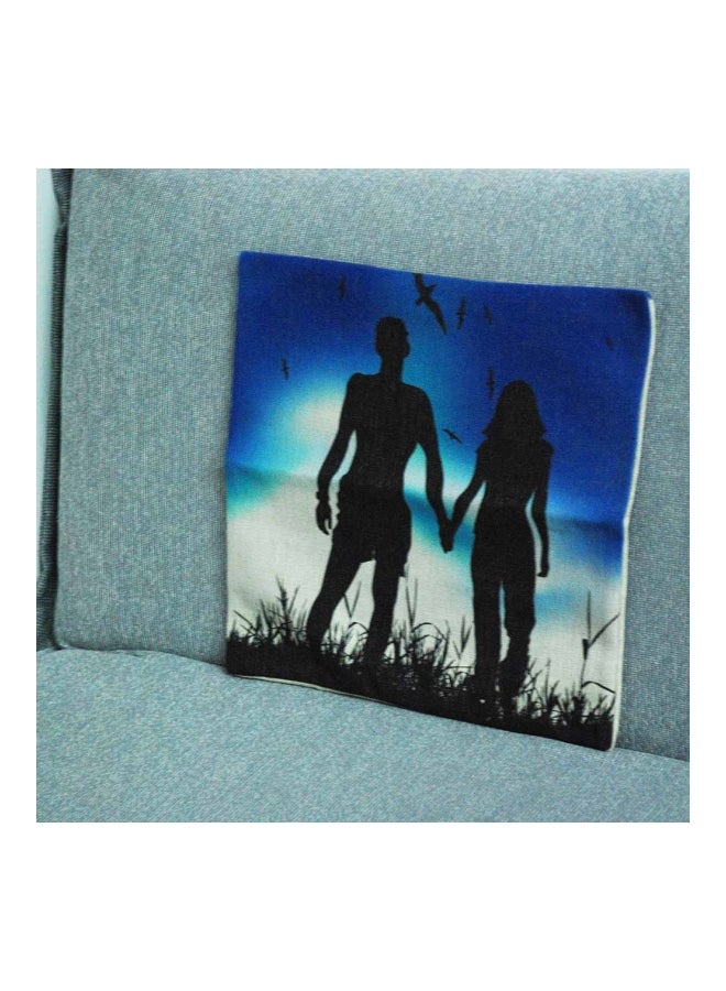 Printed Cushion Cover Blue/Black/White 45x45cm - Image 5