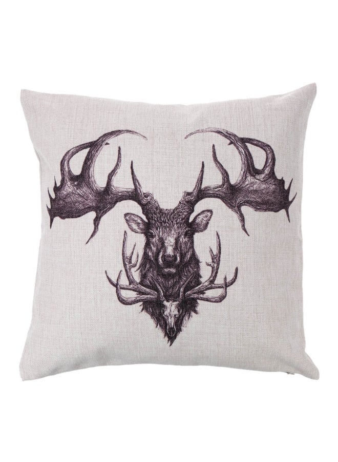 Printed Cushion Cover Beige/Brown 45x45cm - Image 1