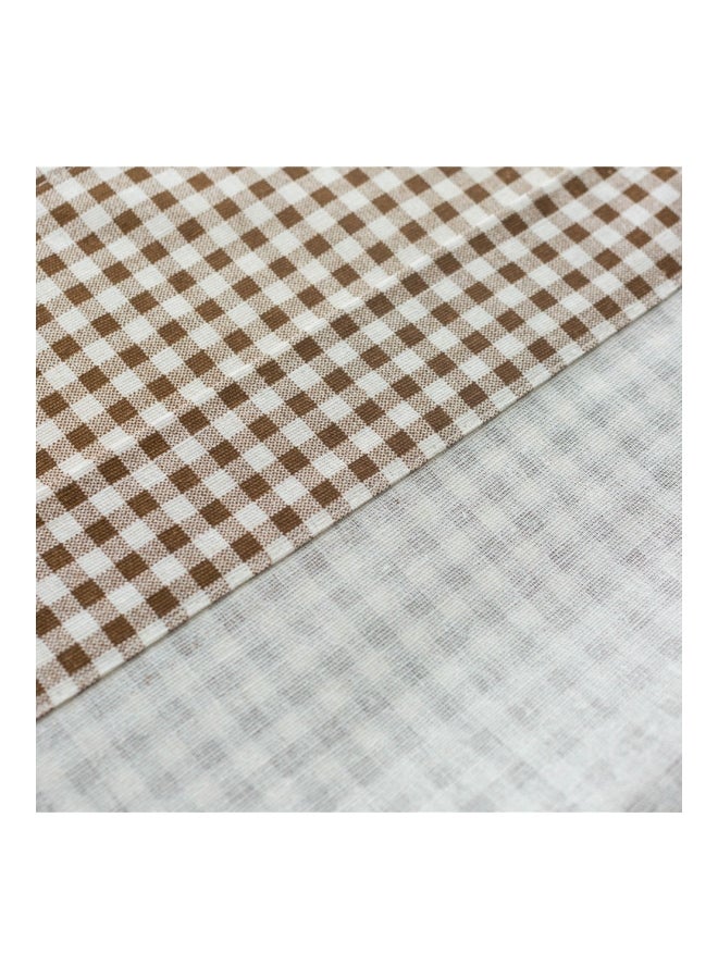 Valance Grid Stripe Style Blackout Window Curtain Brown/White 18x59centimeter - Image 2