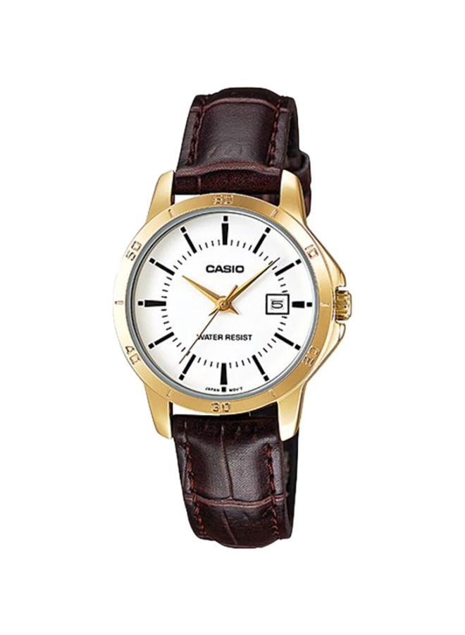 كاسيو ساعة يد بعقارب مقاومة للماء طراز LTP-V004GL-7A - قياس 35 مم - لون بني للنساء - Image 1