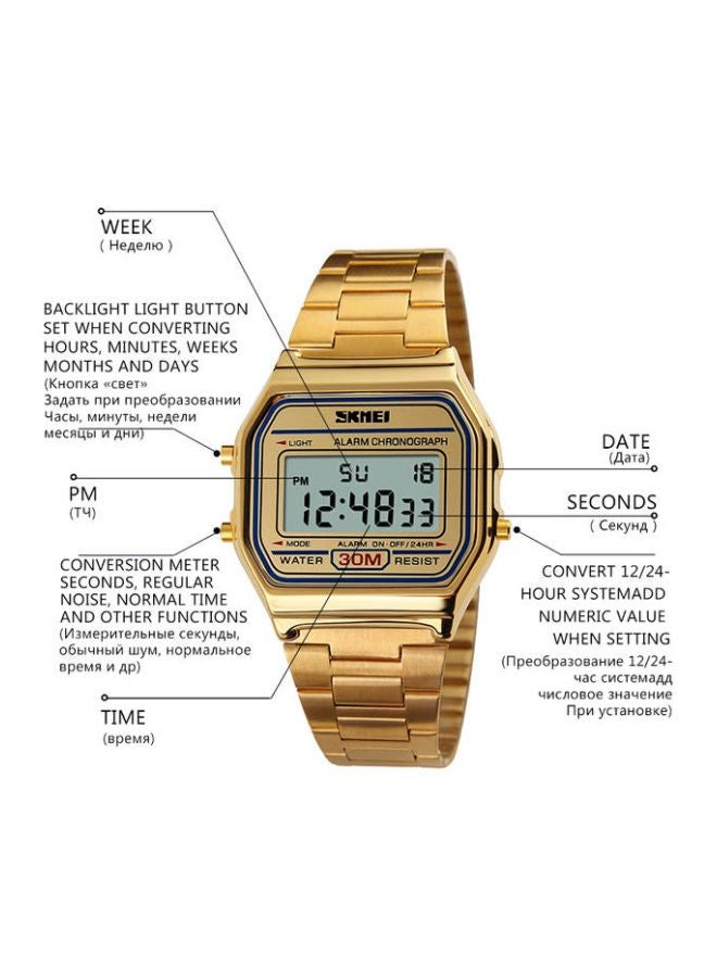 SKMEI - men Water Resistant Digital Wrist Watch 1123 - 33 mm - Gold - Image 1