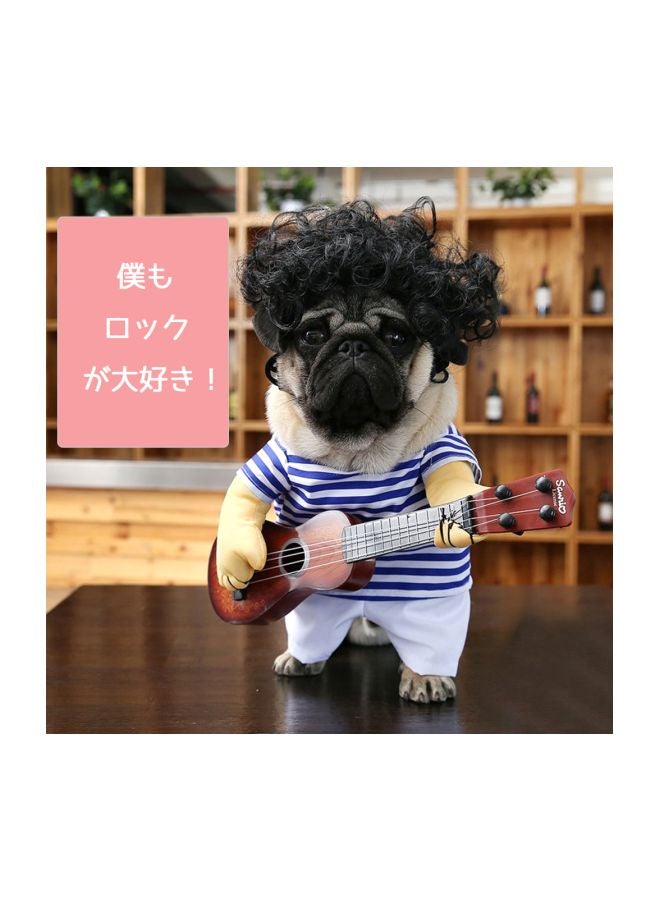 OUTAD Funny Guitarist Costume For Dogs White/Blue Small - Image 3