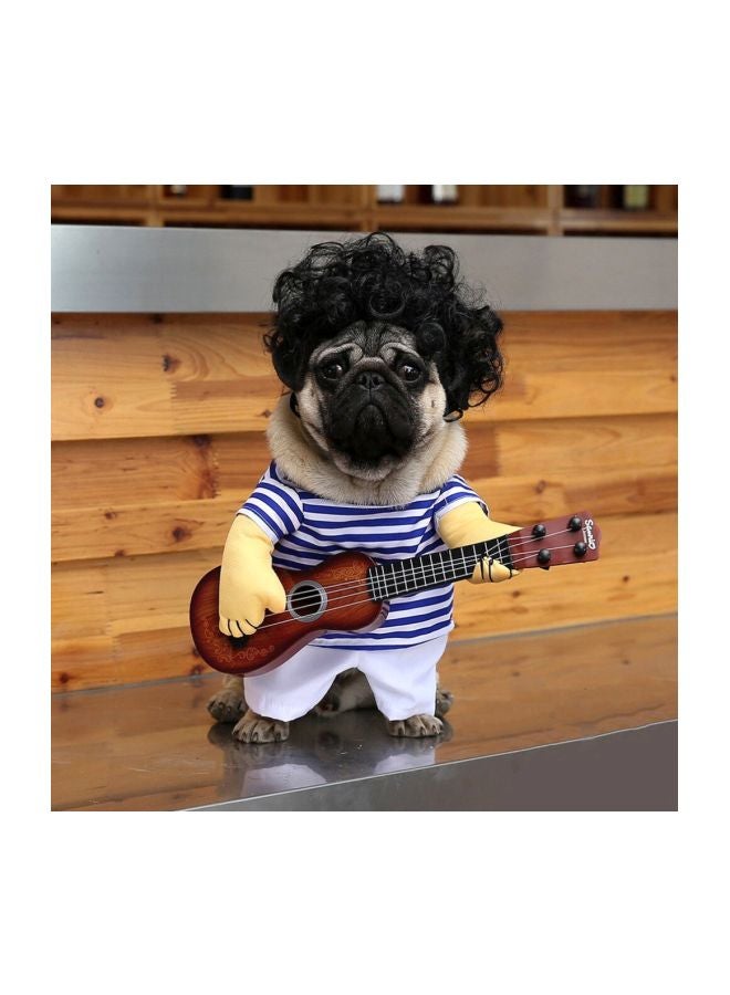 OUTAD Funny Guitarist Costume For Dogs White/Blue Small - Image 2