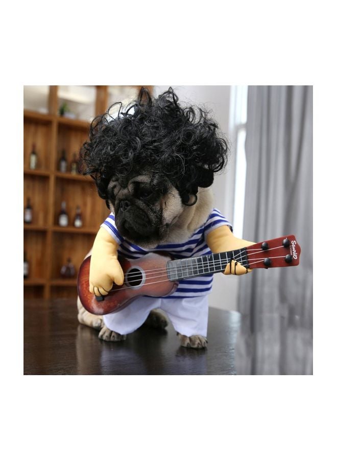 OUTAD Funny Guitarist Costume For Dogs White/Blue Small - Image 4