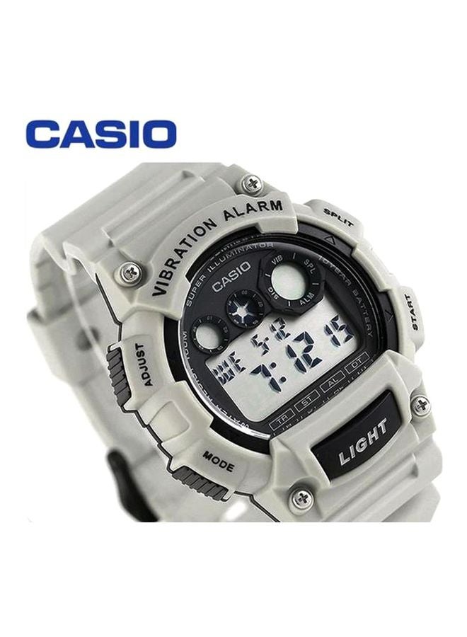كاسيو ساعة يد رقمية مقاومة للماء طراز W-735H-8A2 - قياس 47 مم - لون رمادي للرجال - Image 3