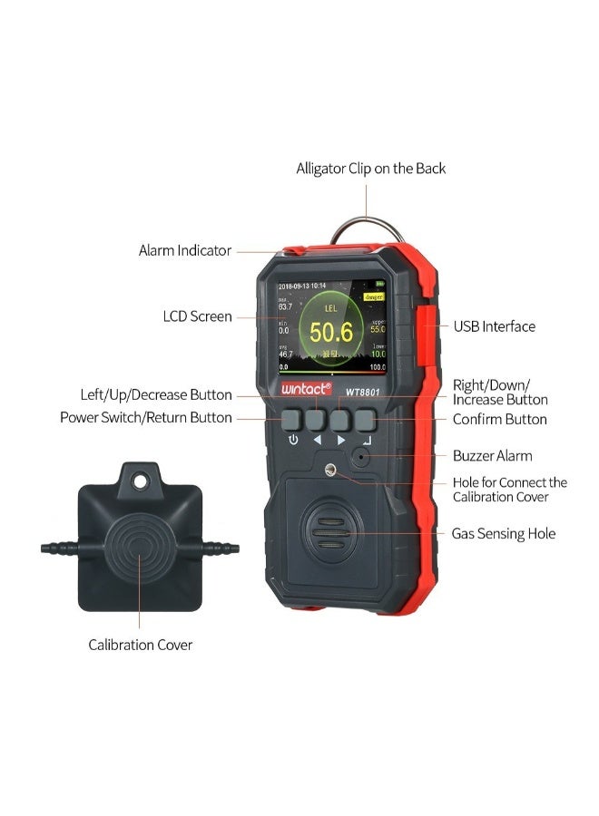 Professional Combustible Gas Detector Meter Black/Red 138 x 71 x 49mm - Image 3