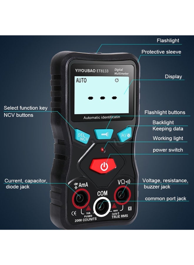 Fully Automatic Identification Multimeter Black/Red 14cm  - Image 3