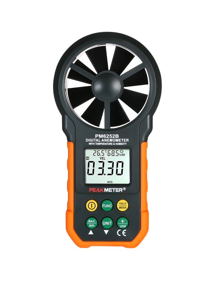 Professional Digital Anemometer Orange/Black 19cm - Image 1