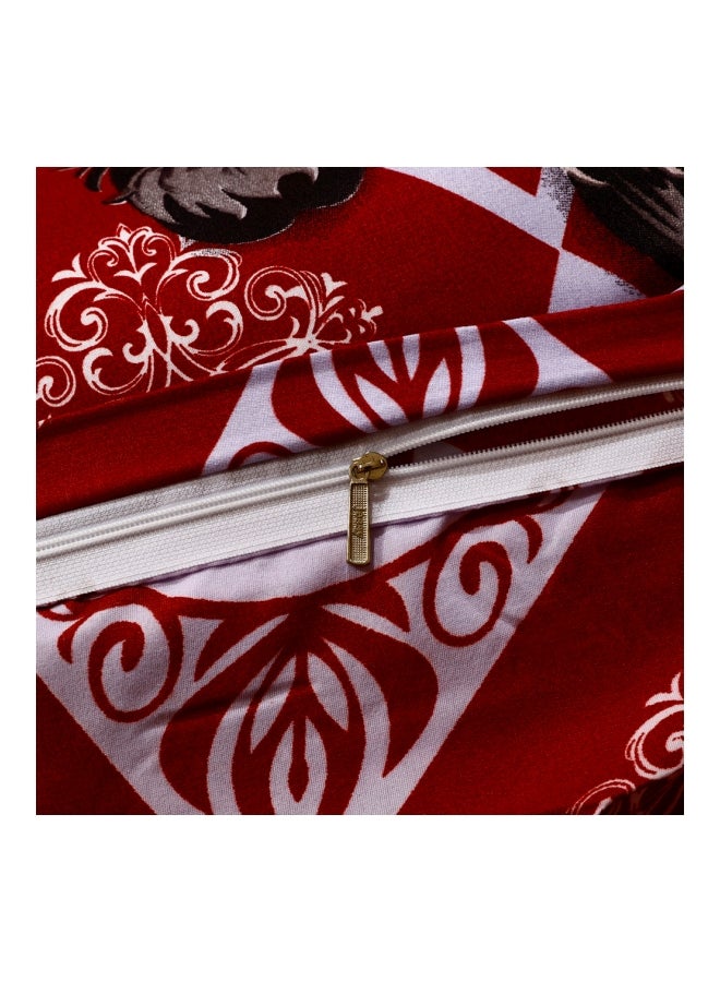 4-Piece Christmas Santa Printed Bedding Set Polyester Red/White/Grey Full - Image 4
