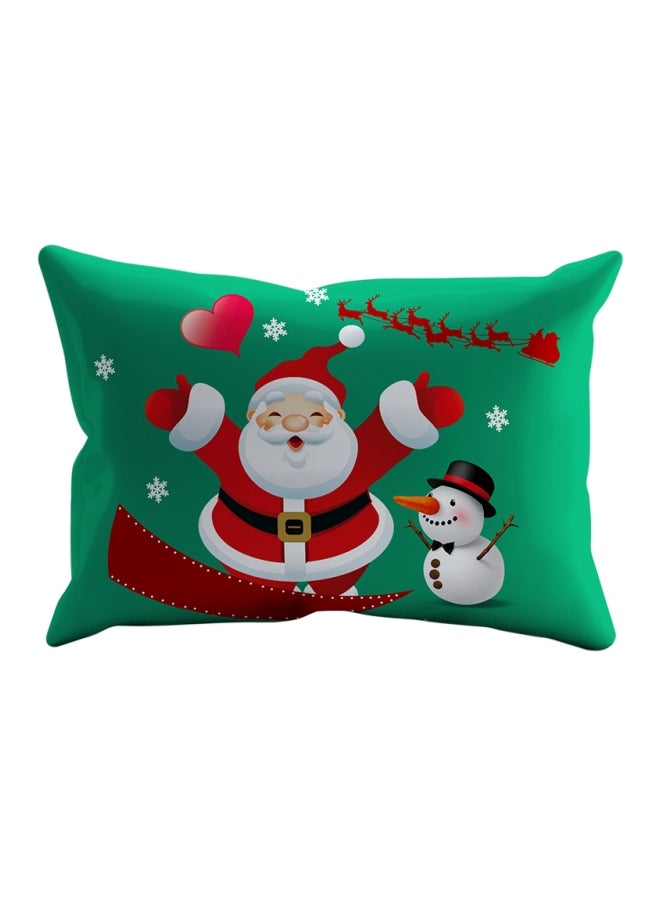 Generic - 4-Piece Christmas Santa Printed Bedding Set Polyester Green/Red/White Twin - Image 1