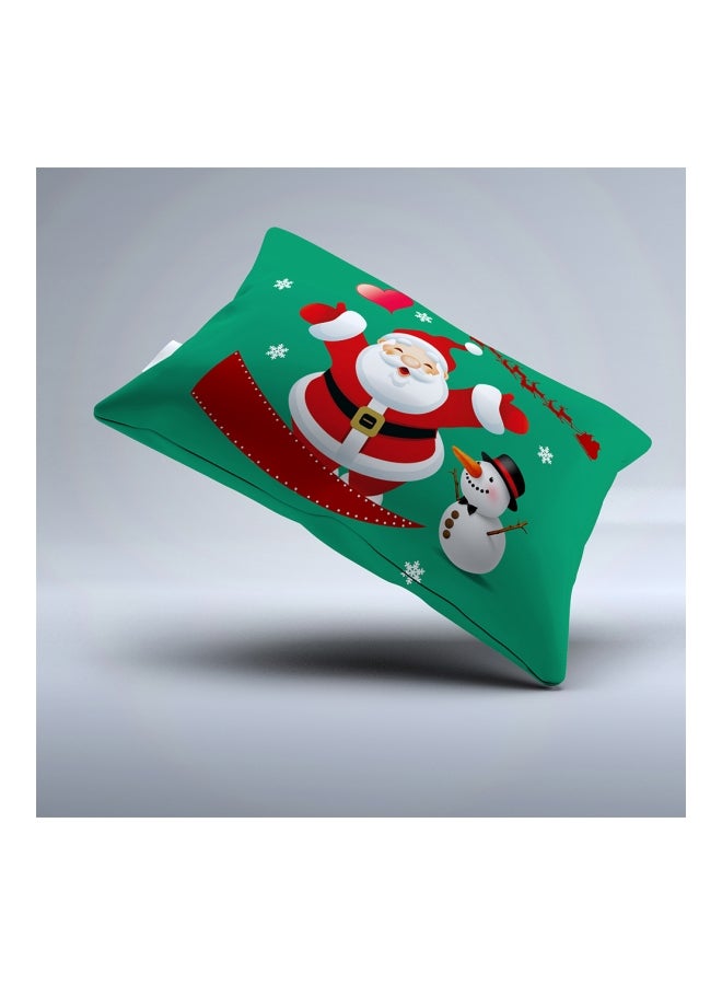 Generic - 4-Piece Christmas Santa Printed Bedding Set Polyester Green/Red/White Twin - Image 1