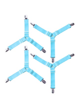 طقم مشابك قابلة للتعديل لتثبيت الملاءات على السرير، من 4 قطع combination أسود/أزرق - v1593002834/N38795256A_1
