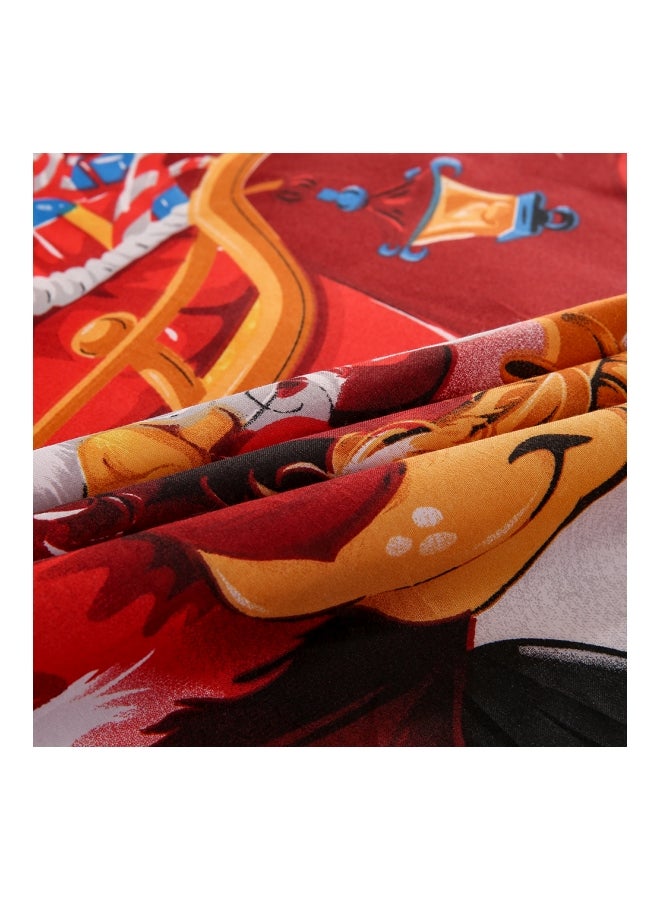 4-Piece Santa Printed Duvet Cover Set Polyester Multicolour Twin - Image 2