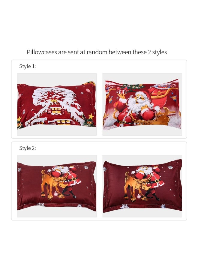 4-Piece Santa Printed Duvet Cover Set Polyester Multicolour Twin - Image 4