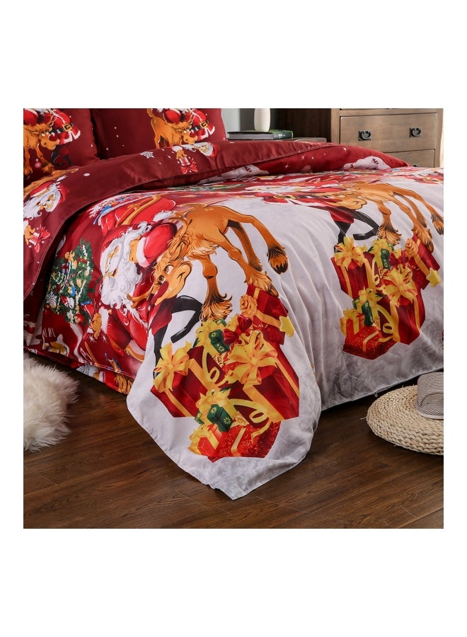 4-Piece Santa Printed Duvet Cover Set Polyester Multicolour Twin - Image 3