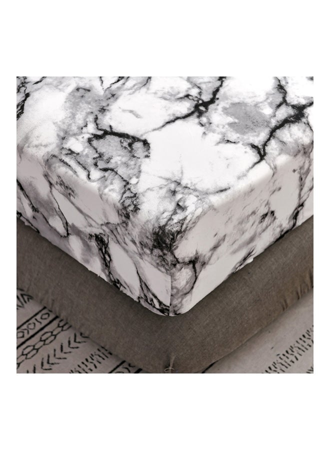 Hypoallergenic Breathable Mattress Cover Polyester White/Black 138x190x30cm - Image 3