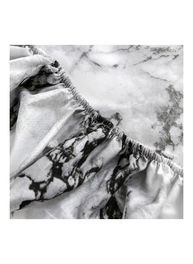 Hypoallergenic Breathable Mattress Cover Polyester White/Black 138x190x30cm - Image 2