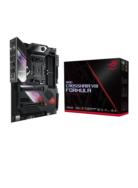 ROG Crosshair VIII Formula AMD X570 ATX gaming motherboard with PCIe 4.0, 16 power stages , OptiMem III, on-board Wi-Fi 6 (802.11ax), 5 Gbps LAN, USB 3.2, SATA, M.2, ASUS NODE and Aura Sync RGB lighting Black/Silver/Pink