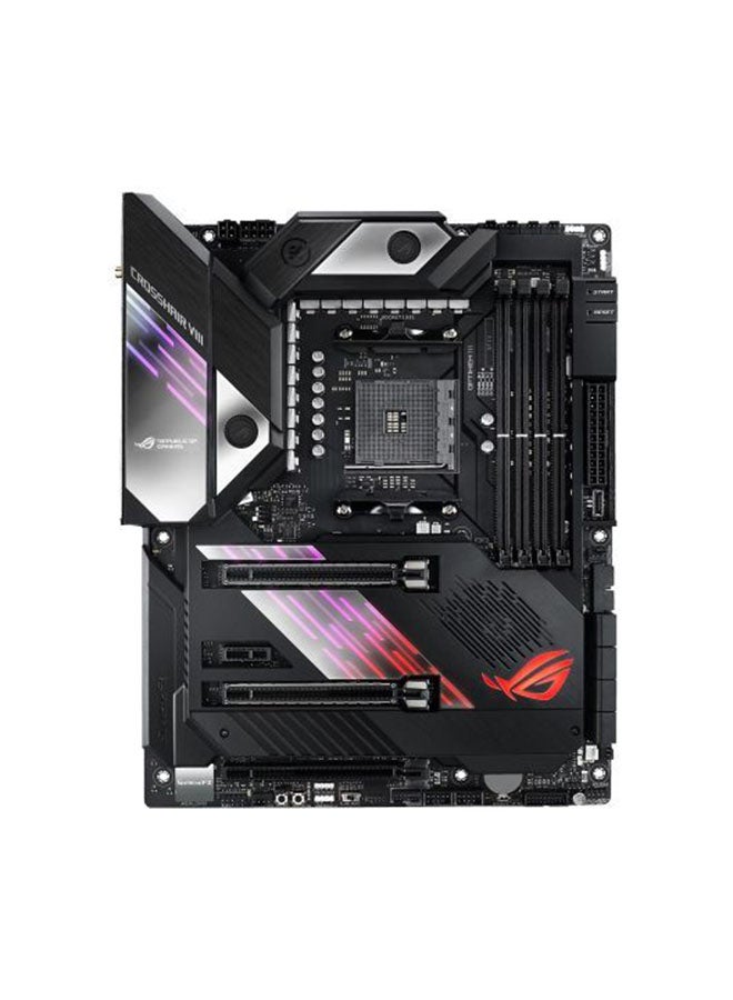 ASUS - ROG Crosshair VIII Formula AMD X570 ATX gaming motherboard with PCIe 4.0, 16 power stages , OptiMem III, on-board Wi-Fi 6 (802.11ax), 5 Gbps LAN, USB 3.2, SATA, M.2, ASUS NODE and Aura Sync RGB lighting Black/Silver/Pink - Image 1