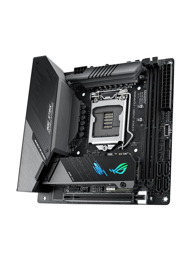 ASUS - ROG STRIX Z490-I GAMING (INTEL Z490) (WiFi 6) LGA 1200 (Intel 10th Gen) Mini-ITX Black/Silver - Image 1