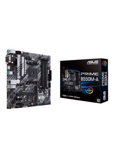 PRIME B550M-A (AMD B550) (Ryzen AM4) micro ATX motherboard with dual M.2, PCIe 4.0, 1 Gb Ethernet, HDMI/D-Sub/DVI, SATA 6 Gbps, USB 3.2 Gen 2 Type-A, and Aura Sync RGB headers support Black/Grey
