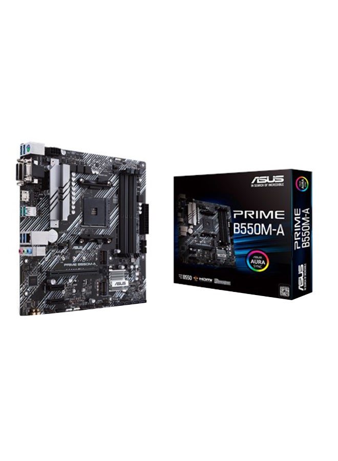 ASUS - PRIME B550M-A (AMD B550) (Ryzen AM4) micro ATX motherboard with dual M.2, PCIe 4.0, 1 Gb Ethernet, HDMI/D-Sub/DVI, SATA 6 Gbps, USB 3.2 Gen 2 Type-A, and Aura Sync RGB headers support Black/Grey - Image 1
