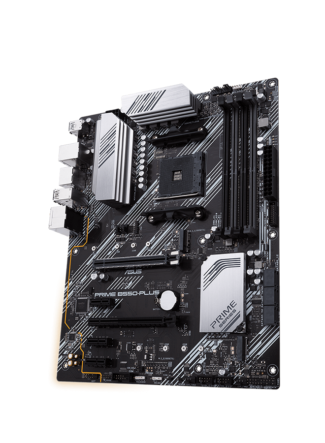 ASUS - Prime B550-Plus Gaming Motherboard 12x9.6inch Black/Grey - Image 1