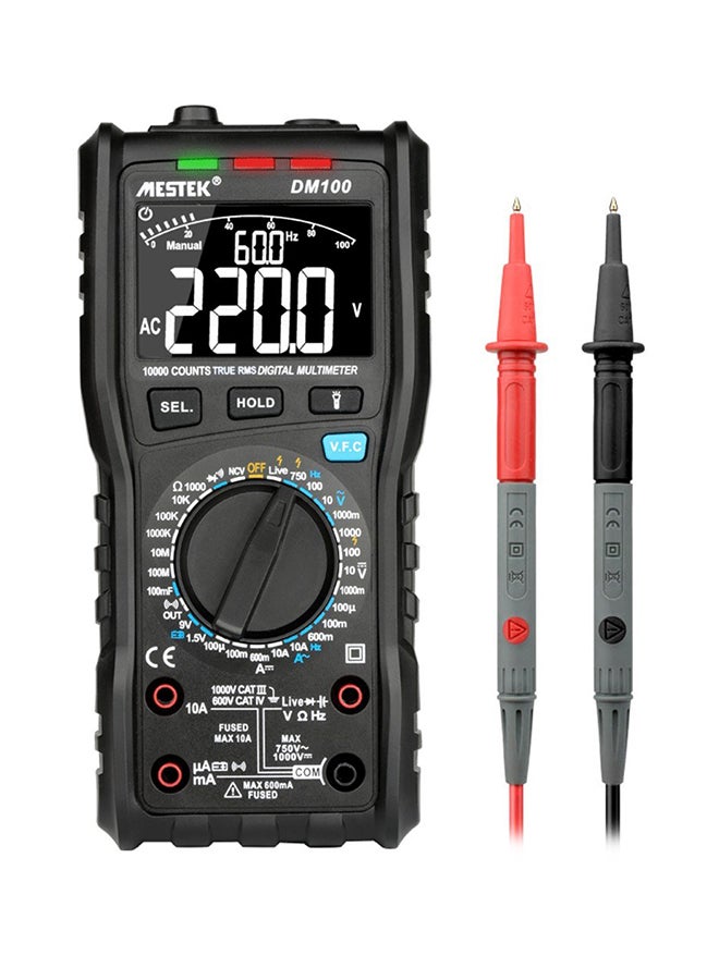 MESTEK RMS Multifunctional Digital Multimeter Black 18.5 x 8.8 x 5.2cm  - Image 1