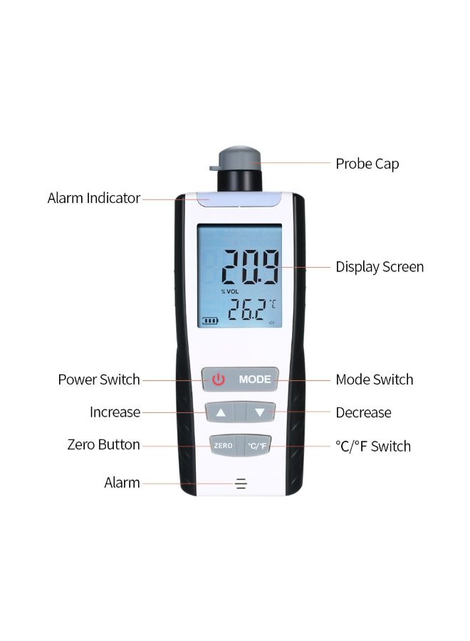 High Precision Oxygen Meter Vibration Alarm White/Black 180 x 70 x 30mm - Image 4