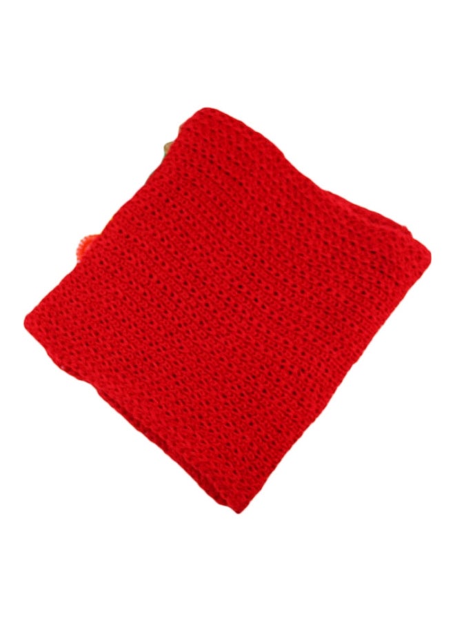Knitted Solid Warm Neckerchief Red - Image 1