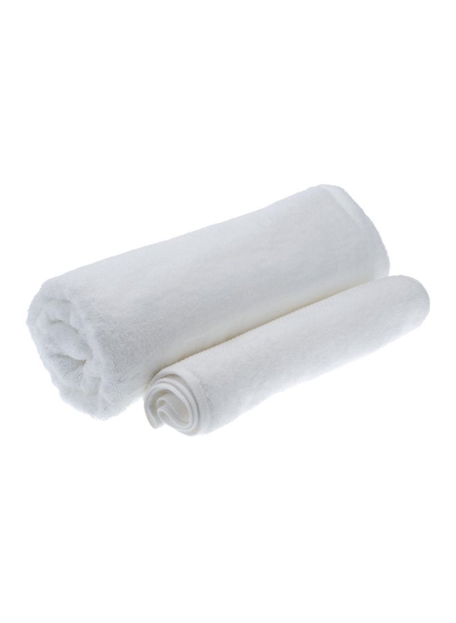 2-Piece Cotton Bath Towels White Small 35x70, Big 70x140cm - Image 2