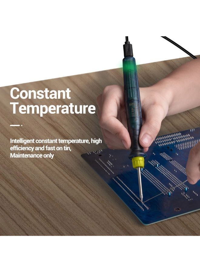 USB Electric Soldering Iron With Adjustable Temperature Black/Silver 19centimeter - Image 4