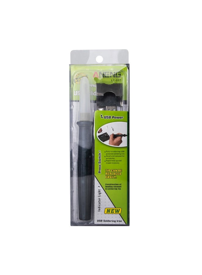 USB Electric Soldering Iron With Adjustable Temperature Black/Silver 19centimeter - Image 2