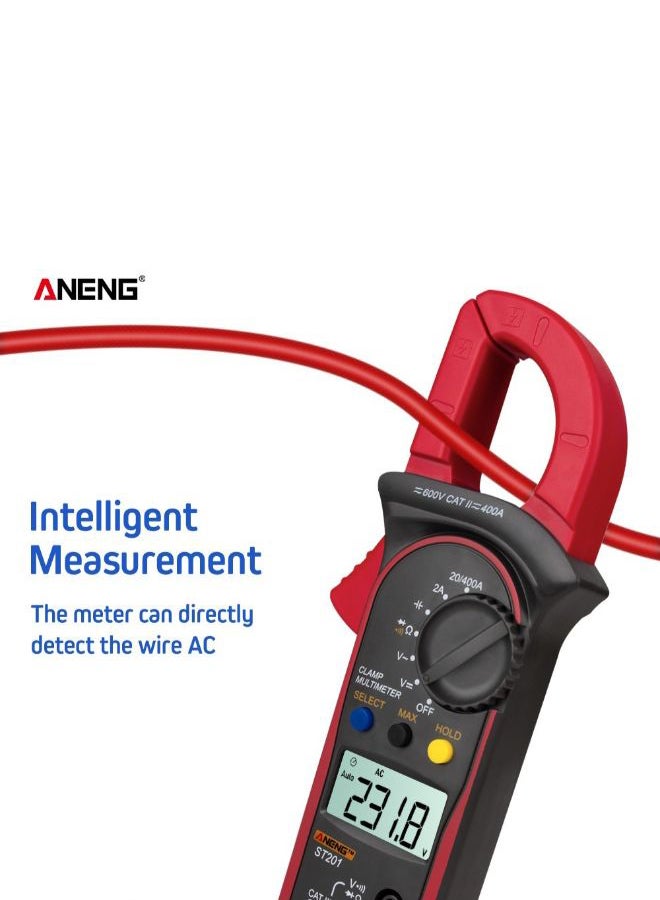 Generic Automatic Range True RMS Digital Multimeter Clamp Meter Red/Black 206 x 67.4 x 29.1mm  - Image 5