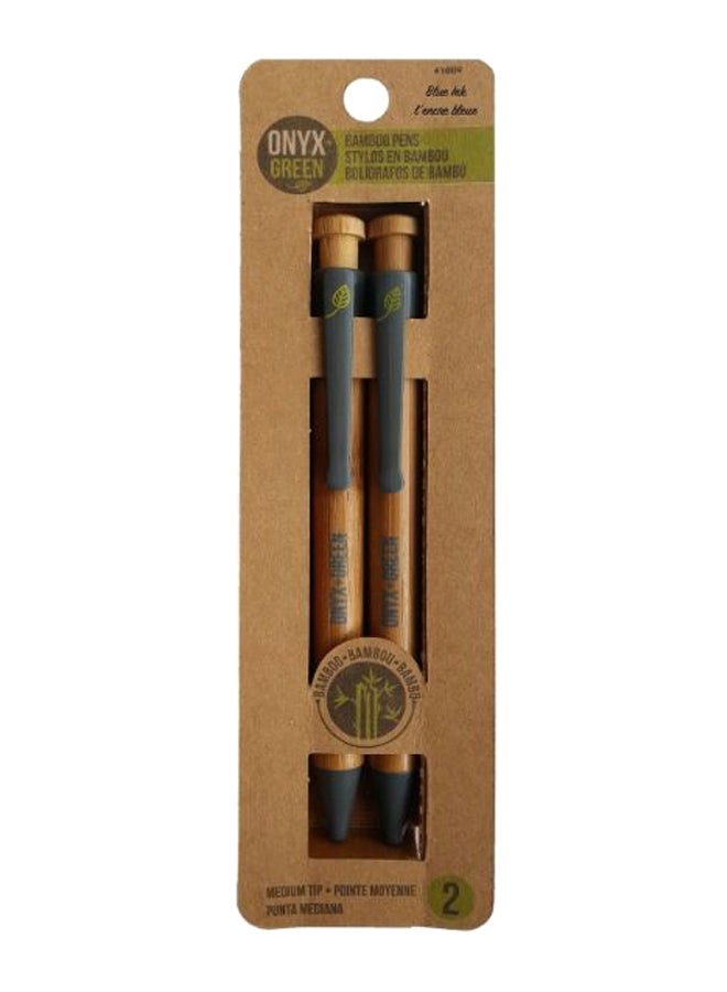 Onyx & Green - 2-Piece Bamboo Ball Point Pen Set Brown/Grey - Image 1