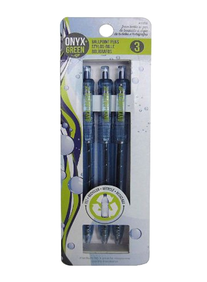 Onyx & Green 3-Piece Retractable Ball Point Pen Set Blue - Image 1