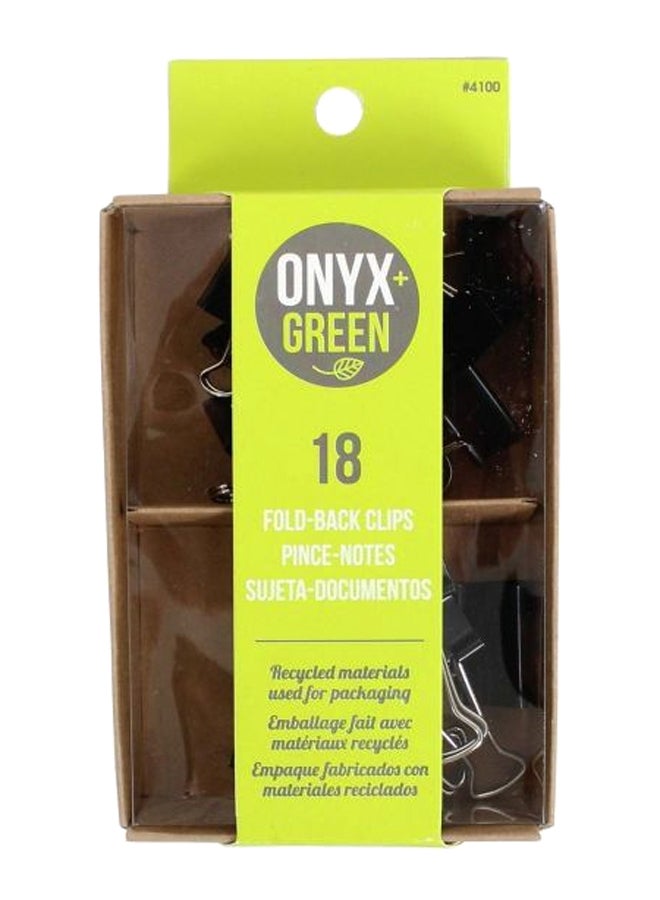 Onyx & Green 18-Piece Fold Back Clamp Clip Set Black/Silver - Image 2