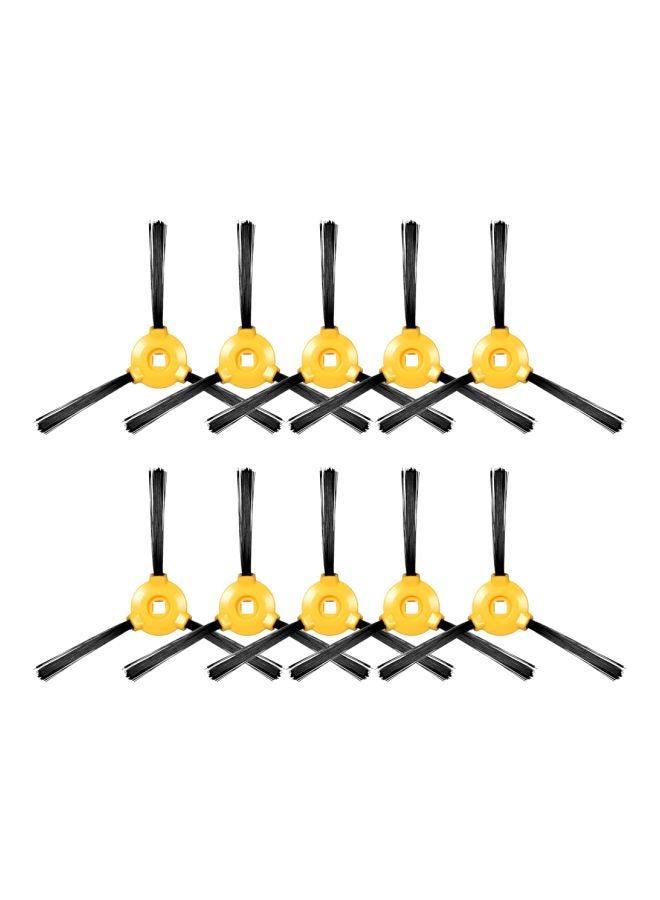 Generic 10-Piece Replacement 3-Armed Side Brushes For Ecovacs Deebot N79 N79S Robotic Vacuum Cleaner H22455-10 Black/Yellow  - Image 1