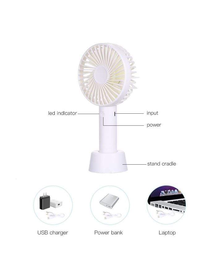 مروحة محمولة باليد بمنفذ USB معها حامل . H21793W أبيض - Image 4