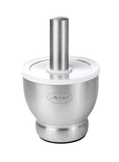 AL RIMAYA Mortar Pestle Garlic Press Silver 15 x 21centimeter  - Image 2