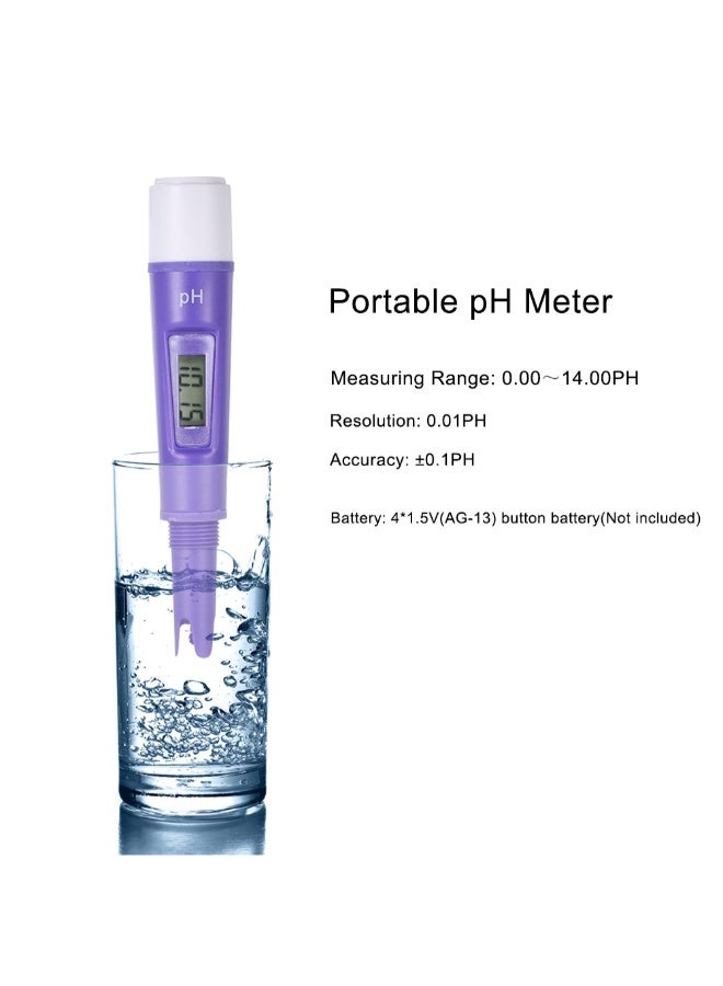 Waterproof Portable Water Quality Detector Analyzer Digital pH Tester Kit With ATC Function White/Purple  - Image 3