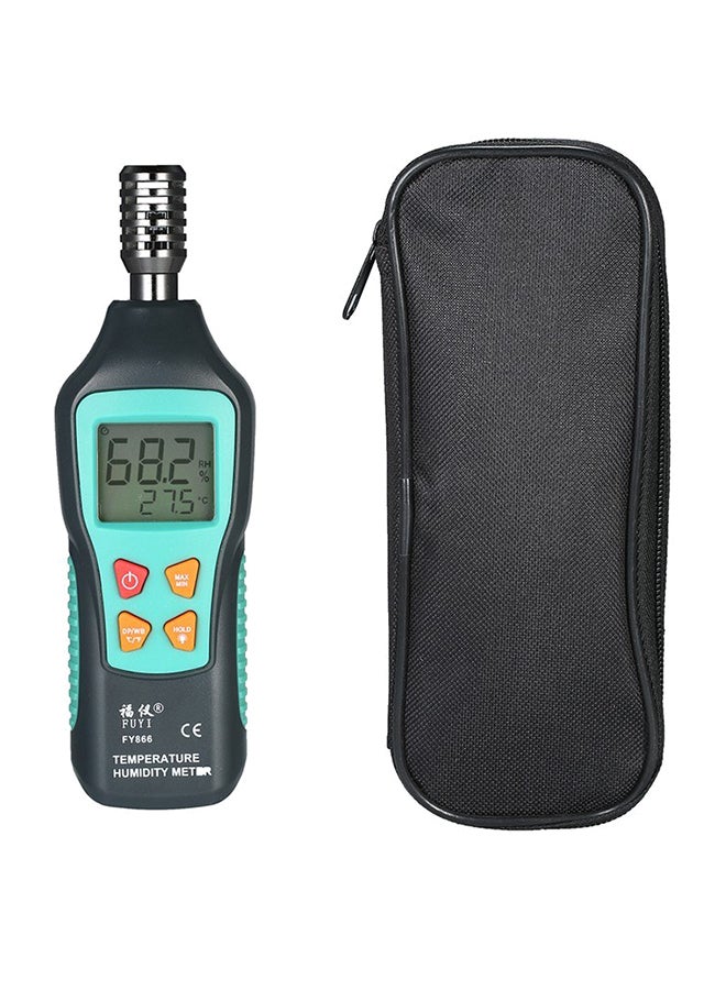 FUYI - Digital Temperature And Humidity Meter Black/Green 22.5cm - Image 1
