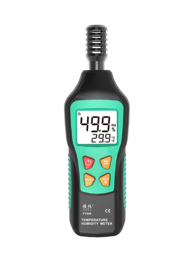 FUYI - Digital Temperature And Humidity Meter Black/Green 22.5cm - Image 1