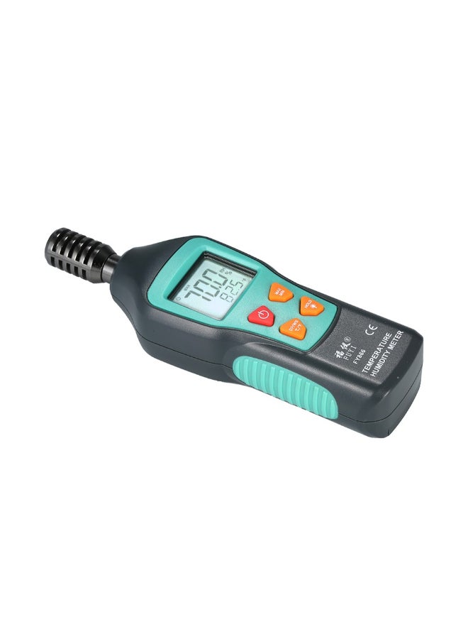 FUYI - Digital Temperature And Humidity Meter Black/Green 22.5cm - Image 1