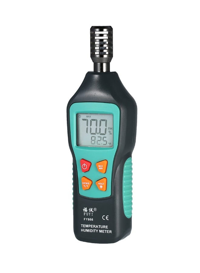 FUYI - Digital Temperature And Humidity Meter Black/Green 22.5cm - Image 1