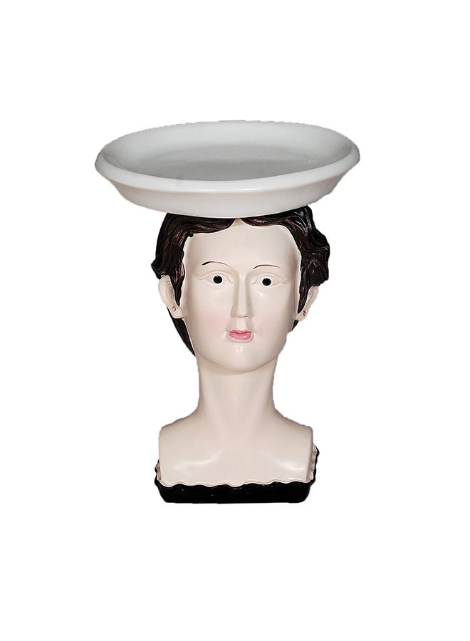 China Dish Hold On Head Decorative Figurine White/Black 16 x 11centimeter