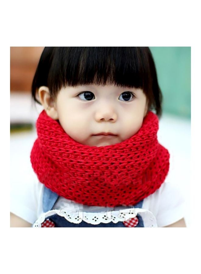 Knitted Solid Warm Neckerchief Red - Image 3