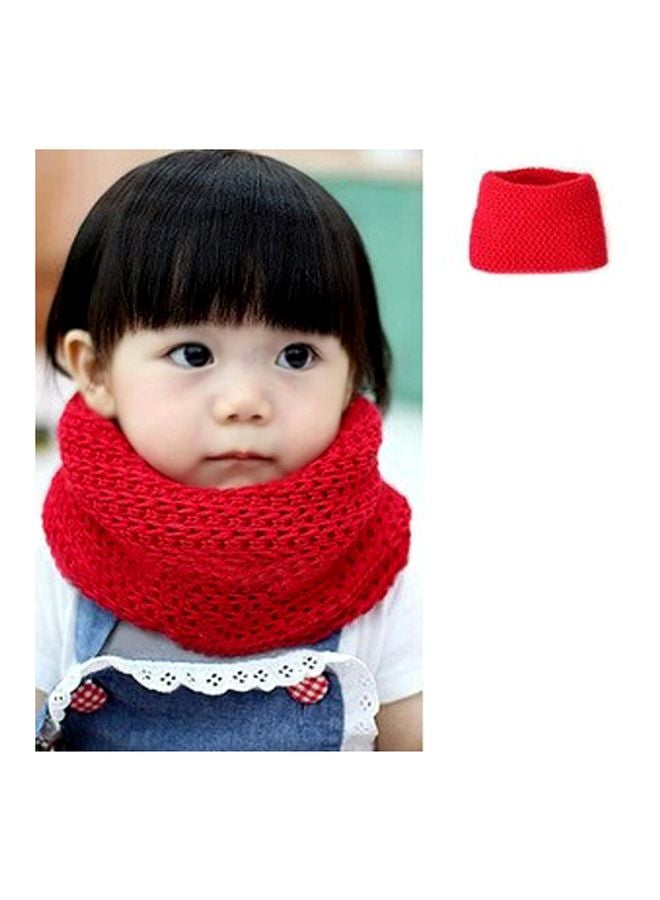 Knitted Solid Warm Neckerchief Red - Image 4