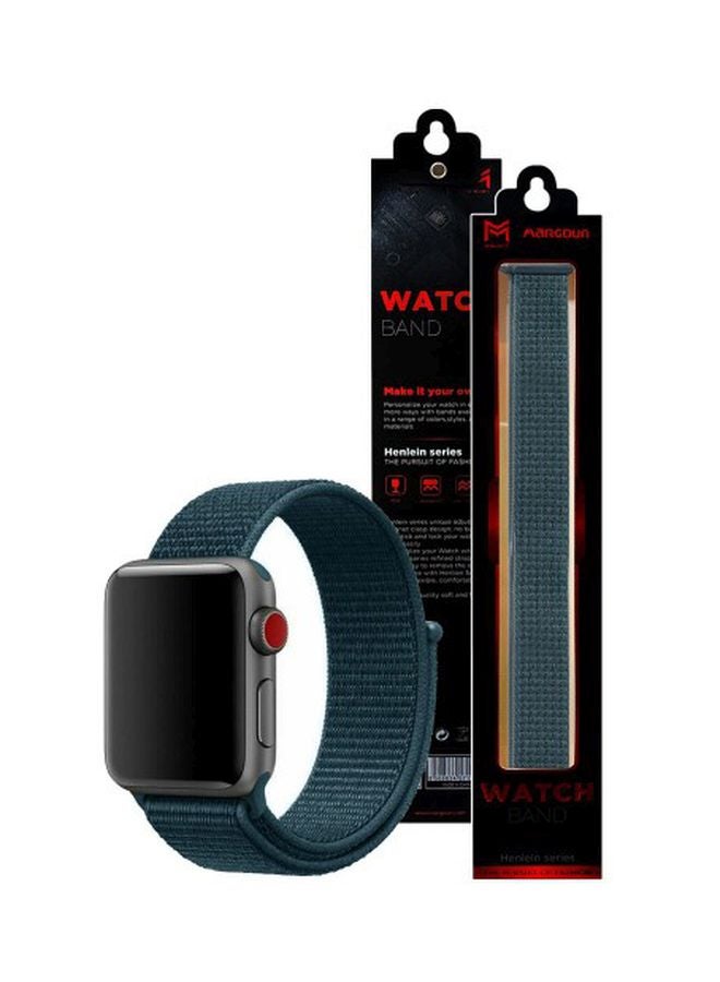 MARGOUN - Apple Watch 42mm/44mm/45mm Nylon Sport Loop Band Wale Blue - Image 1