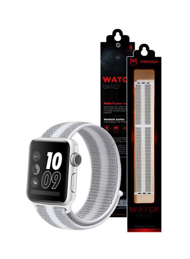 MARGOUN - Apple Watch 42mm/44mm/45mm Nylon Sport Loop Band White/Grey - Image 1